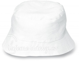 Jednoduchý lehký bílý plátěný klobouk, vhodný pro děti i dospělé