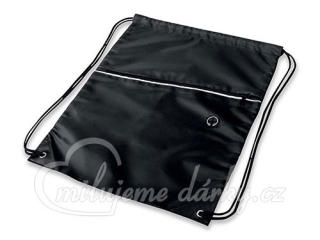 polyesterový stahovací batoh se zipem, černá