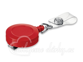Plastový samonavíjecí držák- roller klip s kovovým klipem, červená