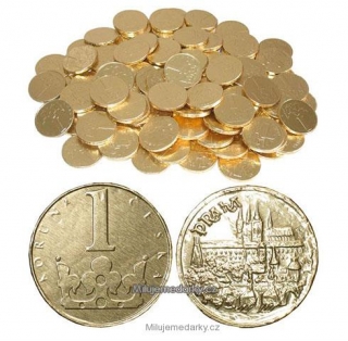 zlatá čokoládová mince 1 Kč  - 400 g