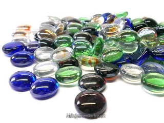 Dekorační lesklé skleněné kamínky směs různých barev, 20 ks