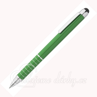 zelené aluminiové pero se stylusem