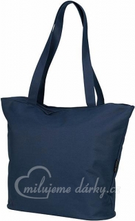 Tmavě modrá plážová nebo nákupní taška se zipem a vnitřní kapsičkou