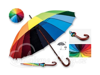 Duhový polyesterový 16-ti panelový manuální deštník