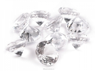 Dekorační broušené kamínky na svatební stoly, tvar diamant, barva čirá,10mm,70g