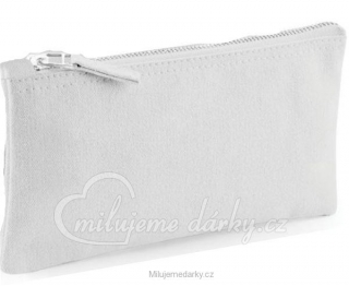 Jednoduchá malá kosmetická taška se zipem, pevná bavlna, šedá, 19x11cm