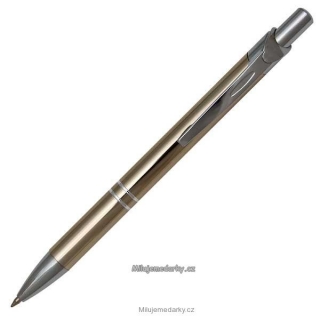 Zlato-stříbrné kovové kuličkové pero LENA, balení 50 ks