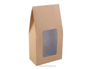 Přírodní dárková krabička s průhledem, 11x21x6cm, 10 ks