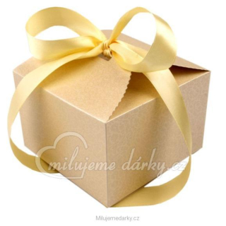 Menší zlatá dárková krabička se zlatou stužkou vhodná na dárek 12cm, 10 ks