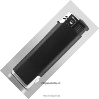 plnitelný piezo zapalovač s LED světlem, černý, balení 2 ks