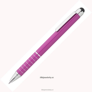 Růžové aluminiové pero se stylusem