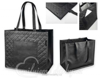 polaminovaná nákupní taška z netkané textilie, 130 g/m2, SANTINI, černá
