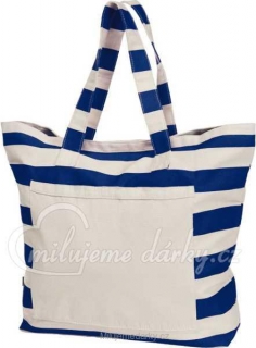 bavlněná nákupní nebo plážová taška s modro-bílými pruhy