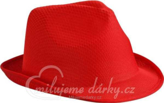 Červený textilní unisex tvarovaný klobouk