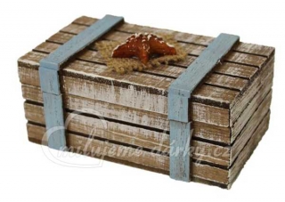 Malá tmavá dřevěná dárková krabička s mořským motivem