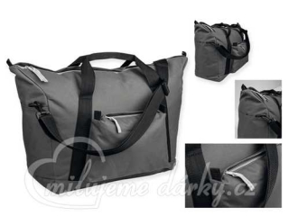 praktická polyesterová dámská cestovní taška s popruhem přes rameno, šedá