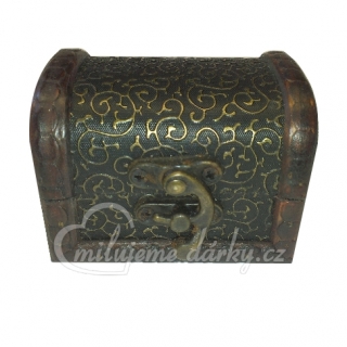 miniaturní truhlička s jemným zlatým ornamentem II. jakost