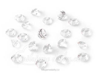 Dekorační broušené kamínky na svatební stoly, diamanty, 4mm, barva čirá, 90g