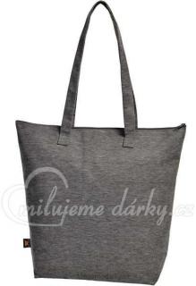 bavlněná nákupní nebo plážová taška tmavě šedá s dlouhými držadly