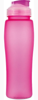 Matně růžová plastová láhev s brčkem, 750 ml