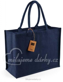 Tmavě modrá klasická nákupní taška jutová s pevnými uchy