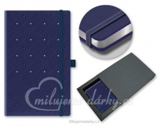 Lanybook SPOTTY SKY poznámkový zápisník s gumičkou 130x210 mm, tmavě modrá