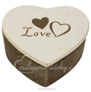 Malá dárková krabička ve tvaru srdce Love s bílým odnímatelný víčkem