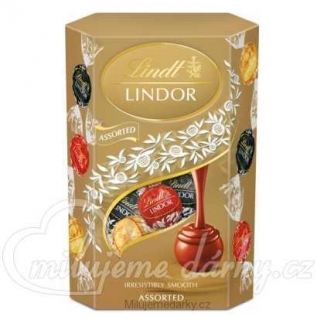 Lindt Lindor balení čokoládových pralinek, směs druhů, zlatá, 200g