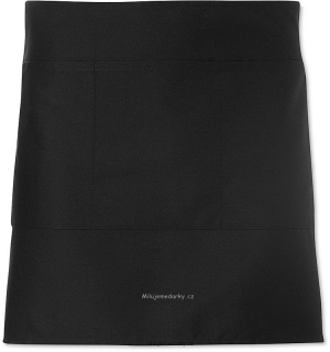 černá krátká kuchyňská / barmanská bavlněná zástěra do pasu s kapsami
