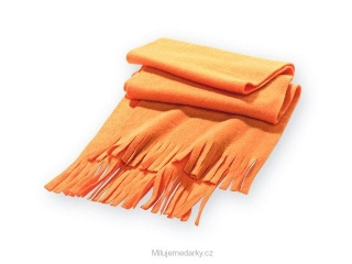 jednoduchá oranžová fleecová šála s třásněmi