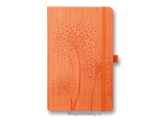 luxusní oranžový zápisník s efektní ražbou v dárkové krabičce