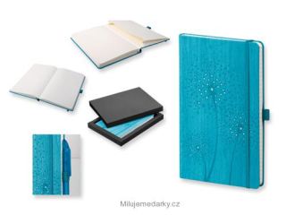 luxusní modrý zápisník s efektní ražbou v dárkové krabičce