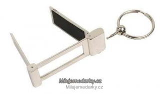 Skládací kovový háček na tašku / kabelku ukrytý v přívěsku na klíče