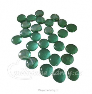 Dekorační lesklé skleněné kamínky zelené, 60 ks