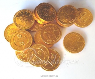Malé zlaté čokoládové mince 1 cent, cca 200ks