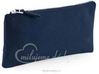 Jednoduchá plochá kosmetická taška se zipem,pevná bavlna, modrá, 22x15cm