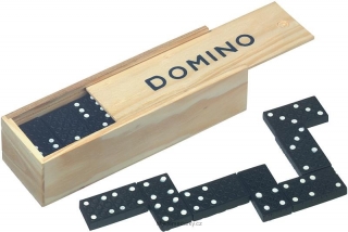 hra domino v dřevěném boxu s vysouvacím víčkem