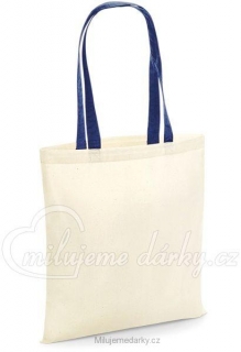 Bavlněná nákupní taška pevná s modrými držadly