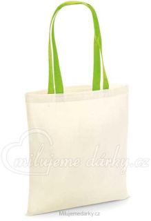 Bavlněná nákupní taška pevná se zelenými držadly