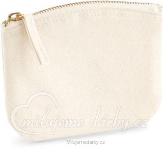 Jednoduchá mini kosmetická taška se zipem, pevná bavlna, růžová, 14x11cm