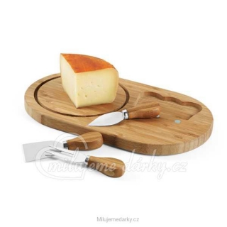 Servírovací sada na sýr, prkénko se 3 noži 