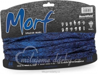 Nákrčník -Bandana Morf® - víceúčelový šátek na zakrytí úst, nosu, modrý melír
