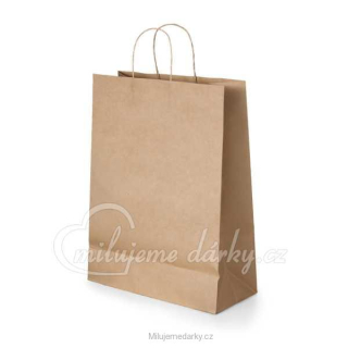 Dárková papírová dárková taška, přírodní, 24x31x9cm, balení 5 ks