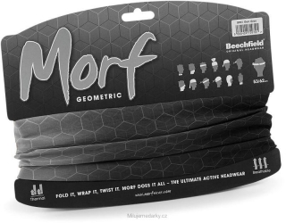 Nákrčník -Bandana Morf® Geometric-víceúčelový šátek na zakrytí úst, nosu, šedý