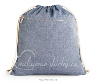 Jednoduchý batoh z recyklované bavlny s kapsou na zip, modrý