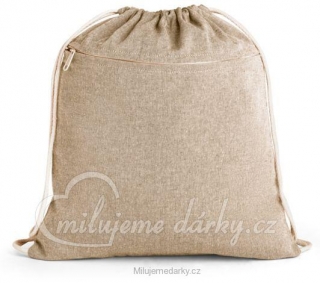 Jednoduchý batoh z recyklované bavlny s kapsou na zip, přírodní