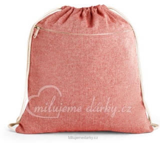 Jednoduchý batoh z recyklované bavlny s kapsou na zip, červený