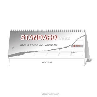 STANDARD pracovní stolní kalendář šedý, 30x14 cm, 2022, 1 ks
