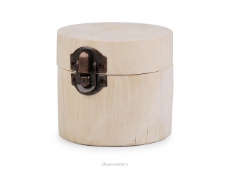 Menší přírodní dřevěná krabička ve tvaru špalíku, světlé dřevo
