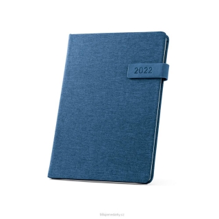 Týdenní diář ANDRESEN B5 textil.potah modrý,s magnet. zapínáním a poutkem, 2022